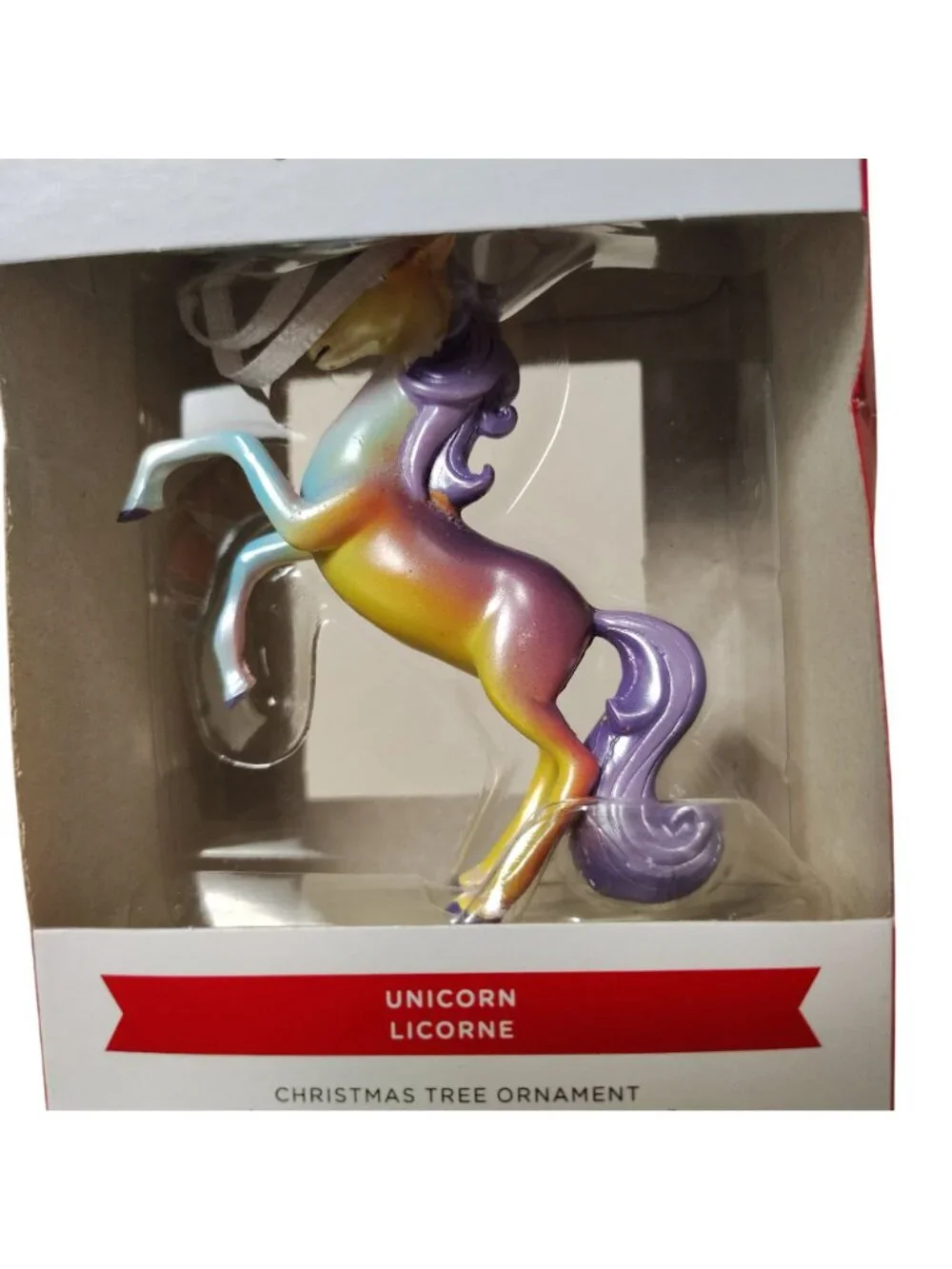 Hallmark Rainbow Iridescent Finish Unicorn Christmas Tree Ornament With Box